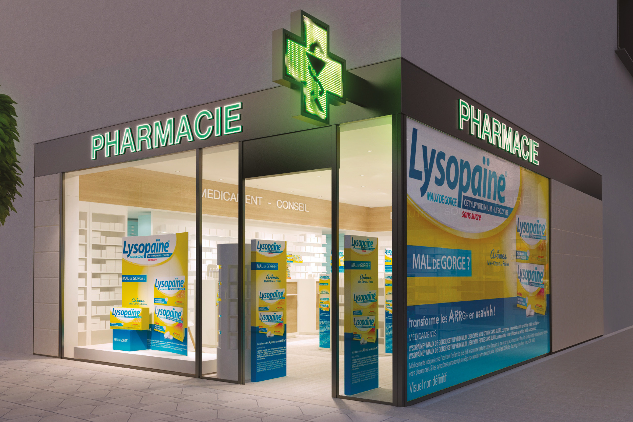 Habillage Pharmacie, retail, merchandising